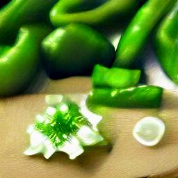 generated: a green pepper sliced into many pieces #2